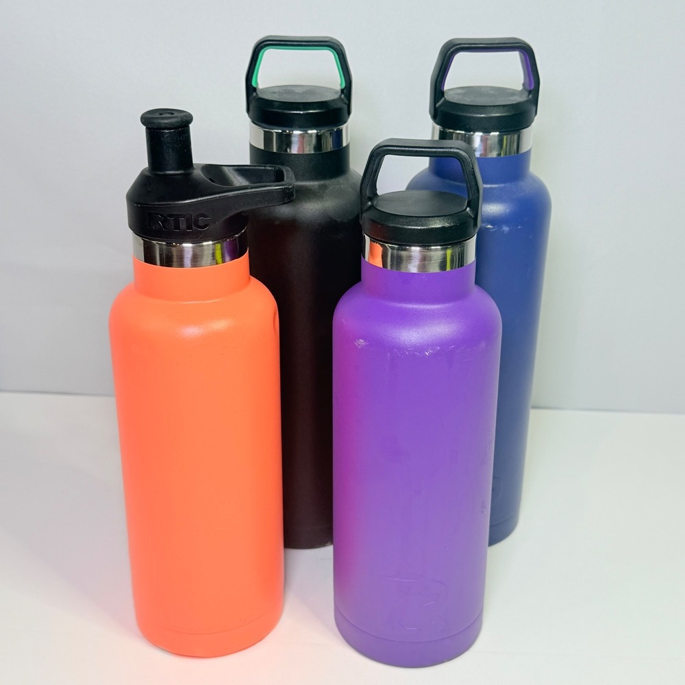 RTIC Water Bottle Bundle 4pc Set 16oz 20oz Stainless Steel Insulated Multi Color